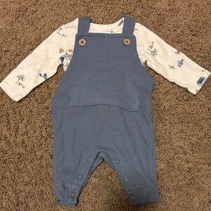 Blue Baby Waffle Knit Overalls